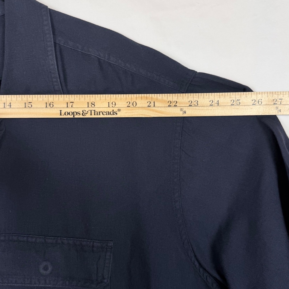 Nautica Short Sleeve Button Down Shirt 2XLT Navy Cotton Linen Pockets Coastal - Picture 4 of 7